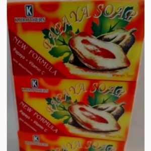 14 K. Brothers Papaya BHA+C New Formula Skin Lightening Soap 135g (Pack of 6)